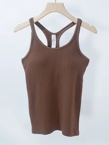 Women's Casual Tight-Fit Yoga Long Vest, Ribbed Elastic Slim Fit Gym Top, Spring Fashion Streetwear Running Jacket, Sleeveless Gym Tops