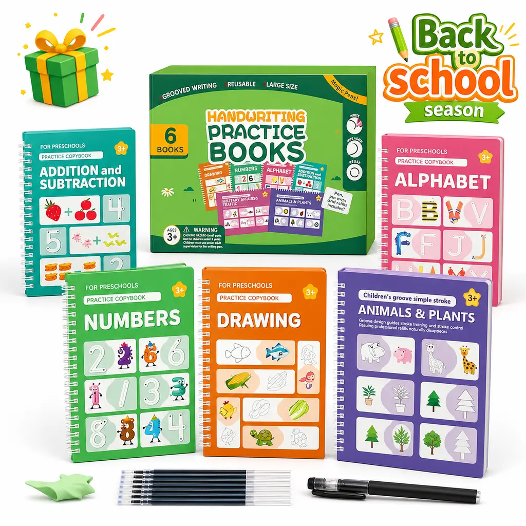 Kids Can't Stop Using This Magic Writing Kit! Preschool Learning Activity Set with Reusable Groove Books, Pen Refills, Alphabet Tracing, Number Practice, Drawing Activities, Montessori Educational Materials, Screen Free Toy for Boys & Girls Ages 3+