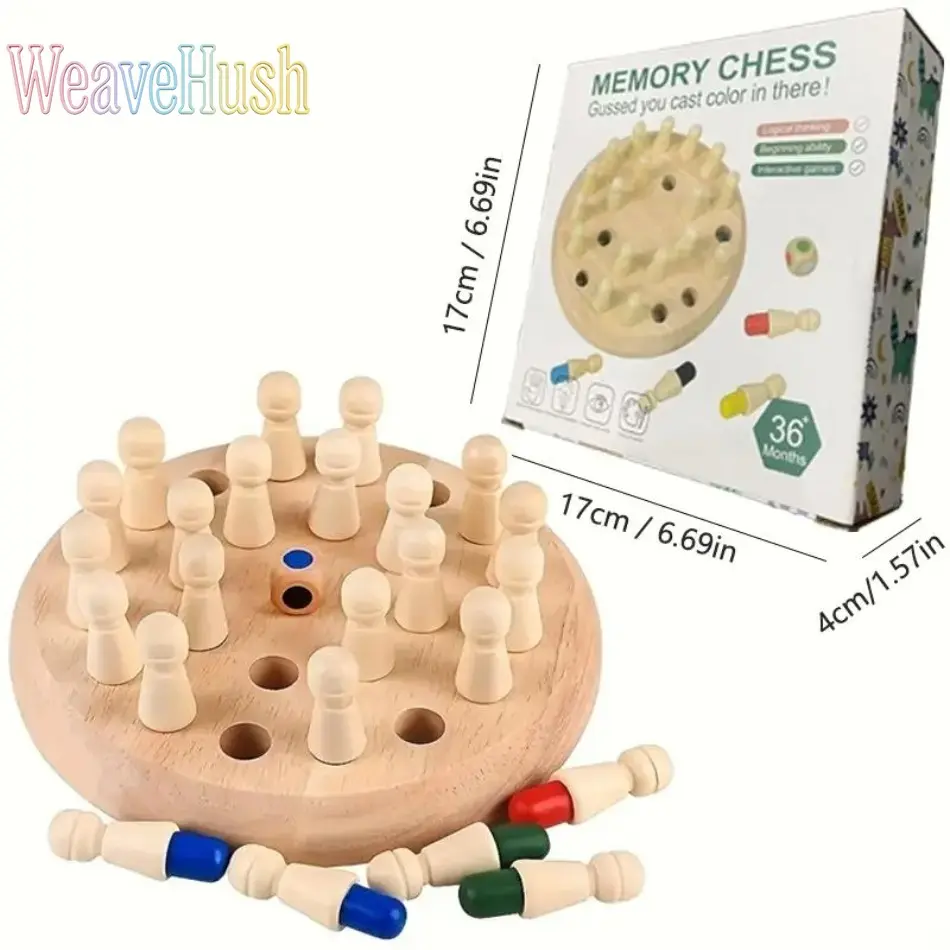 Tabletop Chess Board - 1 Set Wooden 17cm Traditional Strategy Puzzle Game with 36 Pieces for Kids' Cognitive Development