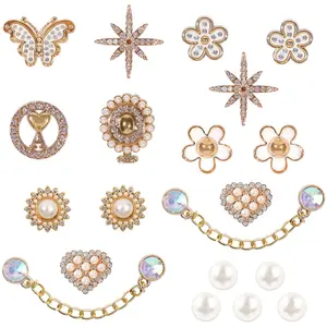 20 Pcs Shoe Charms Chains Accessories for Women Flower Pearl Clog DIY Shoe Decoration Charms Rhinestone Shoes Charms Chains Bling Cute Decor for Party Birthday Favor