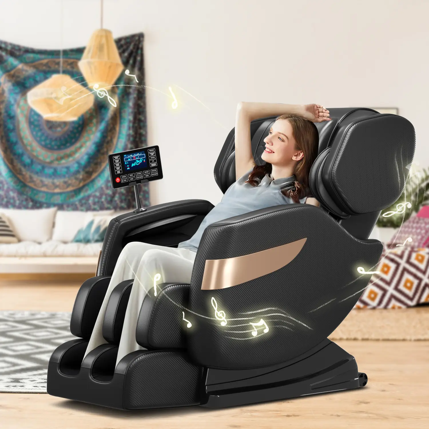 Full Body 0 Gravity Massage Chair - Home Appliances with Heating Recliner, 10 Fixed Rollers, Full Body Airbags, Touch Screen, Bluetooth Speaker