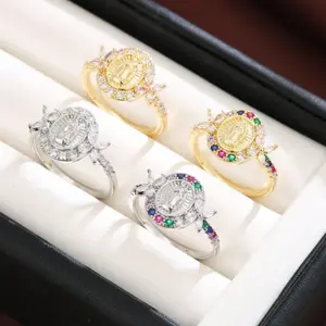 Elegant Cubic Zirconia Virgin Mary Ring for Women