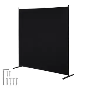 VEVOR Room Divider,  Single Panel Room Divider, 6FT Privacy Screen Indoor, Partition Divider for Room Separation, Freestanding Room Divider Panel for Office, Bedroom, Black