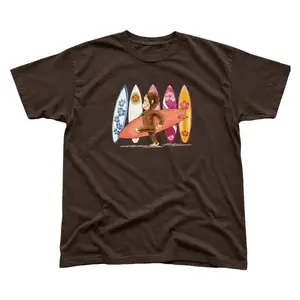 Curious George Surfing Graphic T-Shirt, Cute Cartoon Monkey Shirt, Unisex Casual Streetwear Top, unisex shirt, gift for her for him