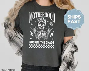 Motherhood Chaos Shirt, Funny Mom Life Graphic Tee, Comfort Colors Boxy Tee, Trendy Mothers Day Gift for Mom, Cool Mama Shirt