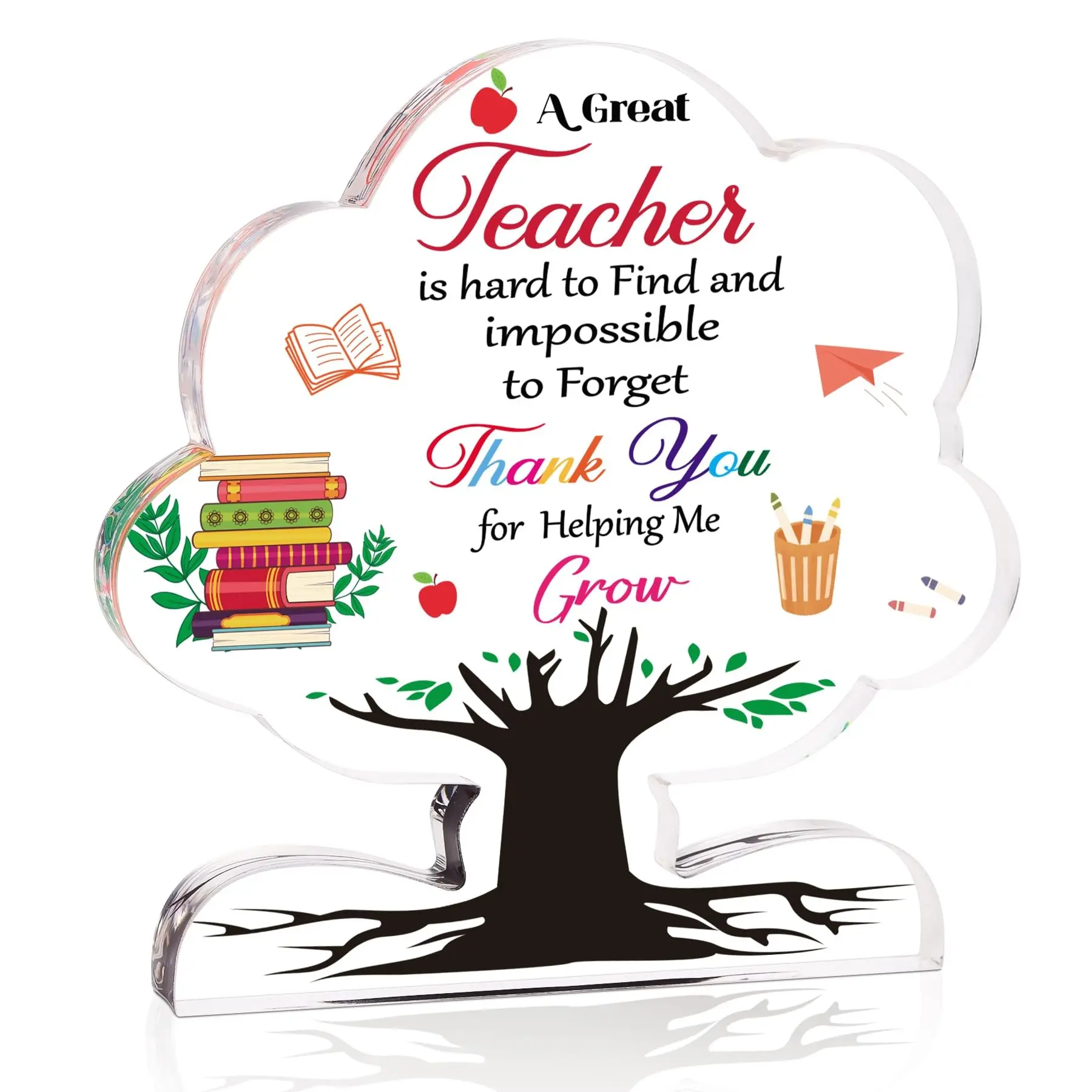 Teacher Appreciation Gift, Thank You Teacher Desk Decor, Inspirational Teacher Quote Acrylic Plaque And Sign, Classroom Acrylic Desktop Ornament Decoration, Graduation or Retirement Gift for Teachers' Office or Home, Home Decor Gifts