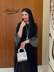 Women's Loose Fit Backless Rhinestone Embellished Long Robe, Elegant Plain Design, All-Season Wear, Middle Eastern Luxury Style, Elegant Islamic Clothing, Caftan, Abaya