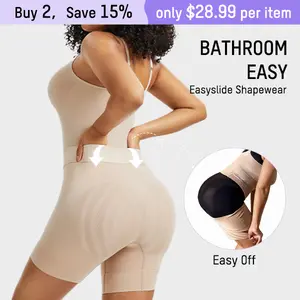 SHECURVE Easyslide Shapewear Tummy Control Butt Lifter Faja Back Pull Down Bodysuit Scruntch with Back Bone Support & Cotton Gusset for Women Postpartum Everyday Fajas Colombian Girdles Body Shaping Underwear