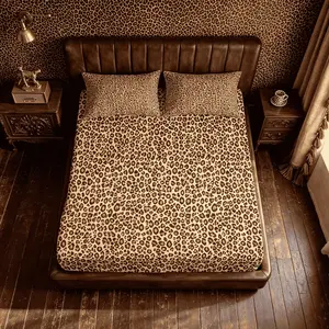 3‑Piece Leopard Print Fitted Sheet Set, No Pillow Insert, Vintage Wild Animal‑Style Deep Pocket Soft Bedding, Ideal for Bedroom, Dormitory, Hotel & Home Decoration, Perfect for Gifting
