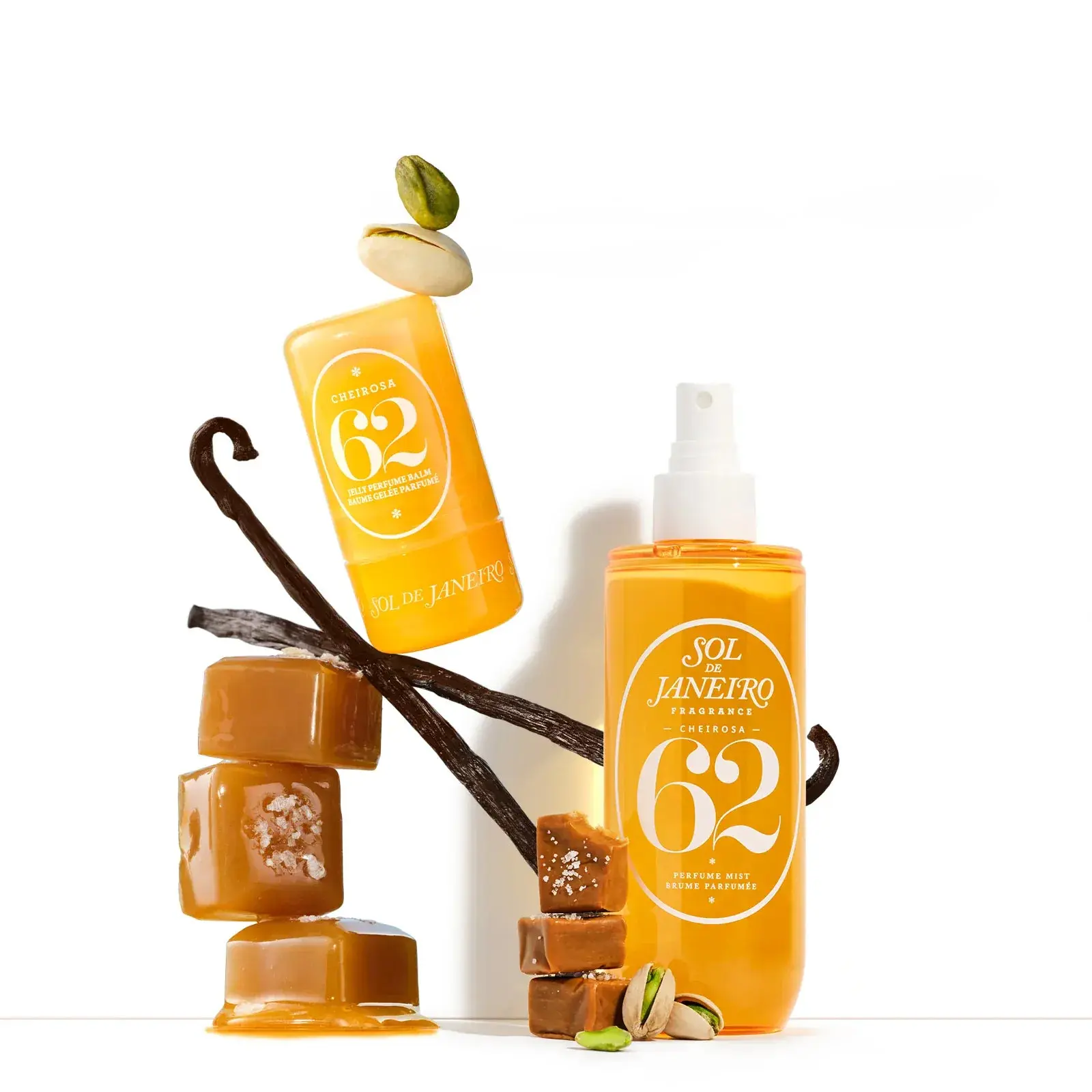 Sol de Janeiro Cheirosa 62 Jelly Perfume Balm + Perfume Mist Duo | Swipe-On Perfume And Perfume Mist Scented With Pistachio, Salted Caramel And Vanilla
