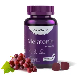 CareGem 5mg Melatonin Sleep Gummies for Adults Core Sleep Aid with L-Theanine Ashwagandha & Valerian Root Natural Formula for Stress Relief Healthcare Fitness Dietary Supplement 60 Count 30-Day Supply Grape Flavor