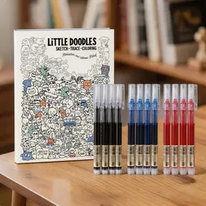 3-in-1 Activity Book + 12 Pack Quick Dry Pens | Sketch + Trace + Color on A4 Dense Doodle Pad | Kills Boredom Instantly