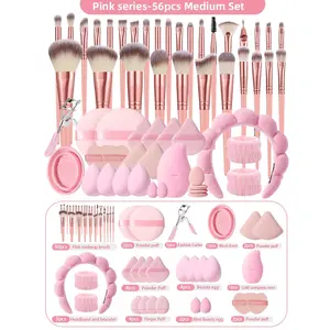 56 Piece Makeup Brush Set, Soft Bristle Powder Brush Blush Eyeshadow Sponge, All-In-One Beauty Tool Kit, Essential Cosmetic Brushes, Makeup Tools Set, Makeup Accessories