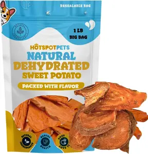 hotspot pets Dehydrated Sweet Potato Dog Treats - 1lb All-Natural, High Protein, Low Fat - Slow Roasted Oven Baked A Healthy Rawhide Alternative Dog Chews - Training & Treats