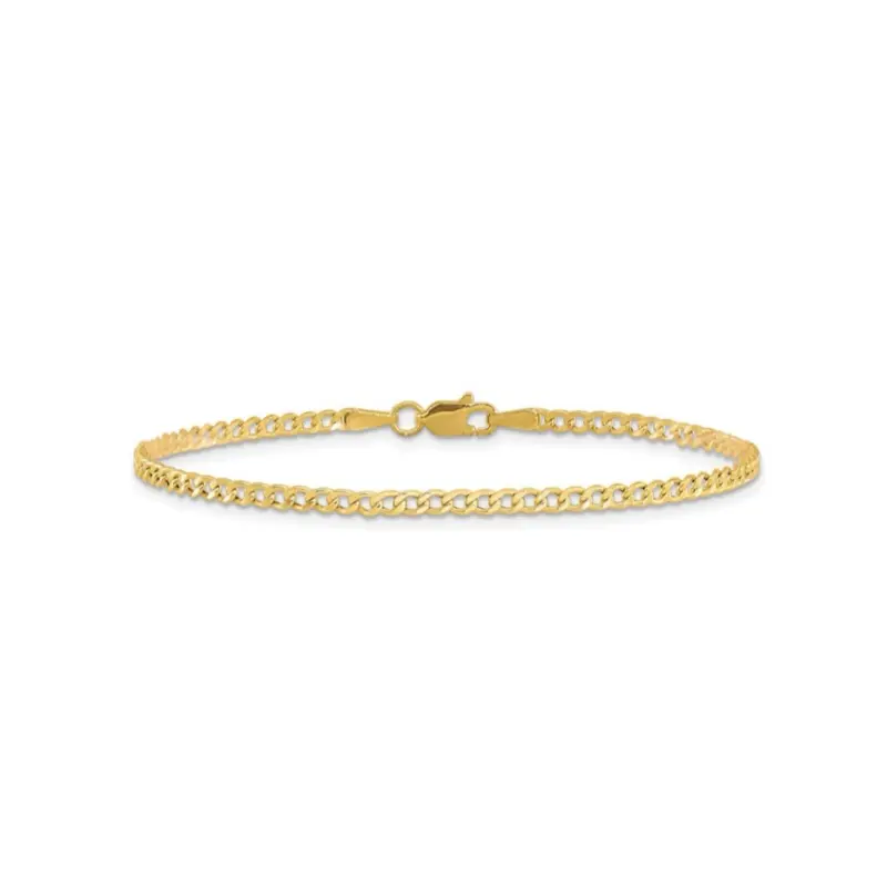 10K Gold Cuban Bracelet 2.5MM 7”