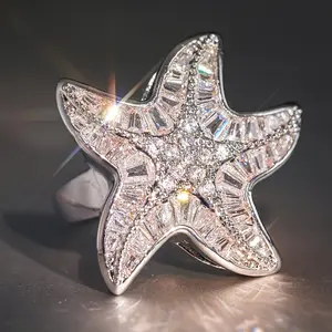 This women's starfish ring stands out with its unique design, blending style and creative luxury. Sparkling cubic zirconia inlays catch the light, adding a brilliant touch. Perfect as premium jewelry, it shines at weddings, parties, banquets, and cocktail