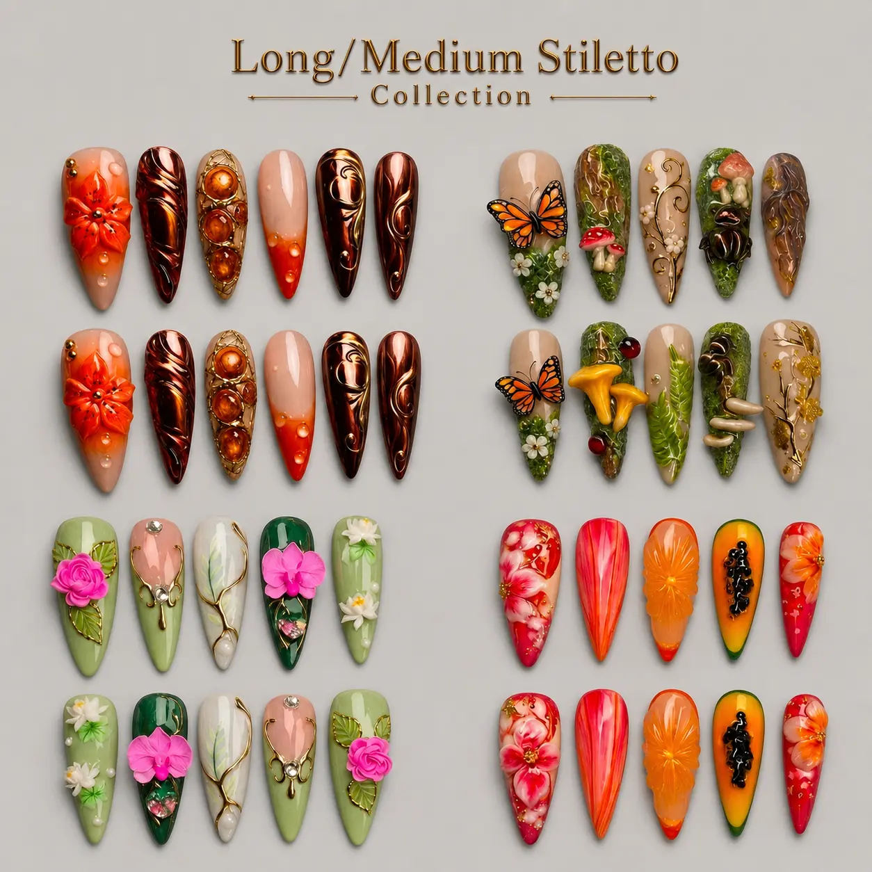 NAILCOUTURE Press-On Nails | Stiletto | Handmade Artisan Craftsmanship | Premium Acrylic Gel System | Reusable 3D Nail Art | Salon-Quality | Long-Lasting | Glossy Finish | Wearable Luxury Statement Collection
