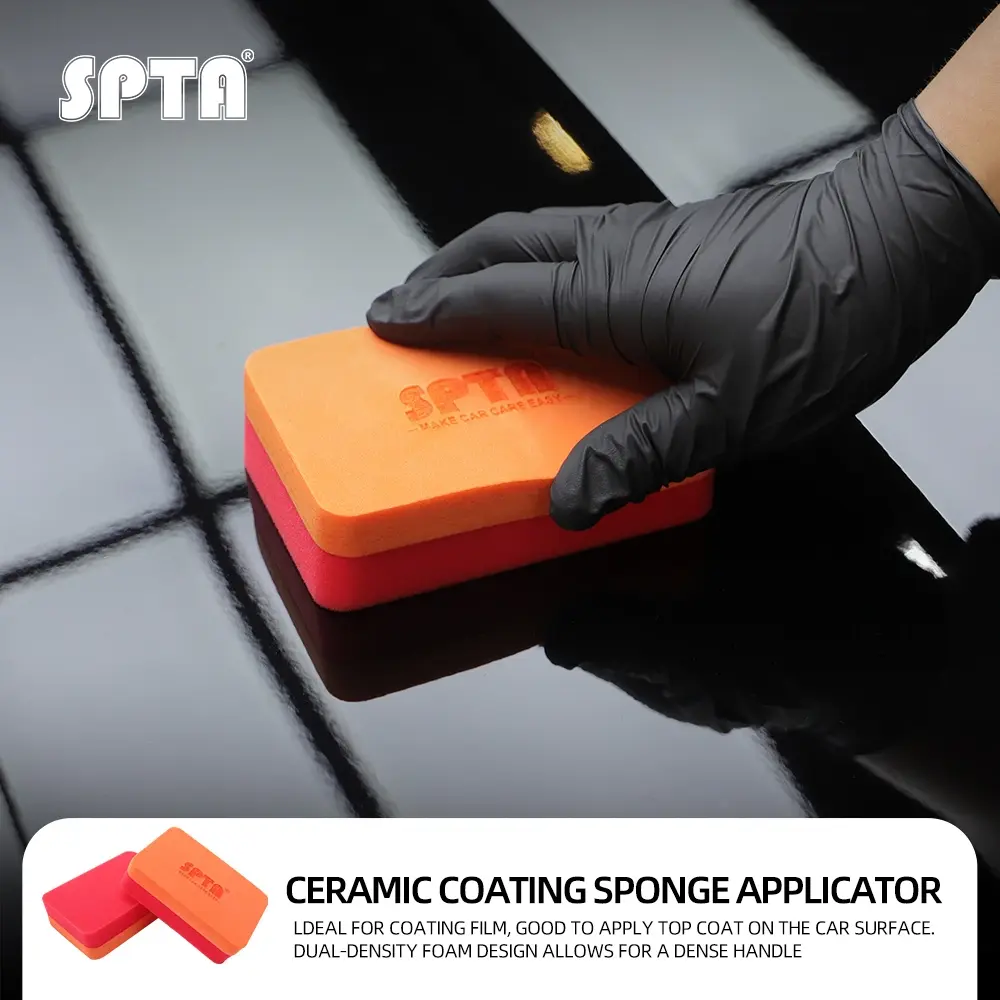 SPTA EVA Double-Layer Thickening Ceramic Coating Applicator Sponges (4.7 x 3.1 x 1.4 inches/12x8x3.5 cm) - Even Pressure Hand Pads for Cars, Cleaning, Detailing, Waxing