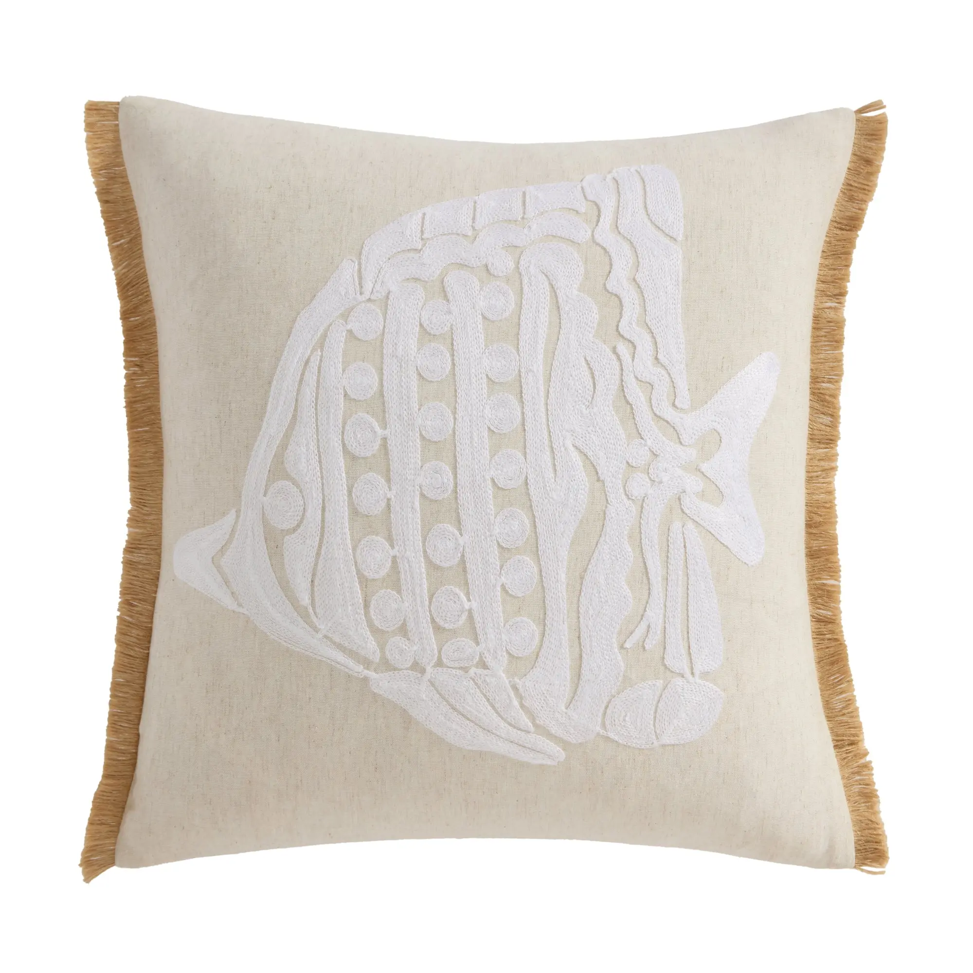 Seaside Charm Crewel Fish Pillow