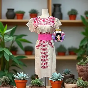 Vestido Chanelito bordado en Manta