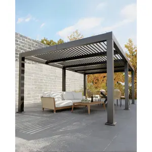 All-Aluminum Adjustable Louvered Pergola, Reinforced Frame with Integrated Drainage System, Hardtop Gazebo for Patio Deck Outdoor Use