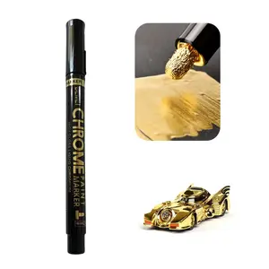 Metallic Marker Pen, 1/6 Counts Reflective Gloss Finish Marker Pen, Permanent Bronze Repair Paint Marker for Models, Rocks, Metal, Glass, Plastic, Chrome Painter