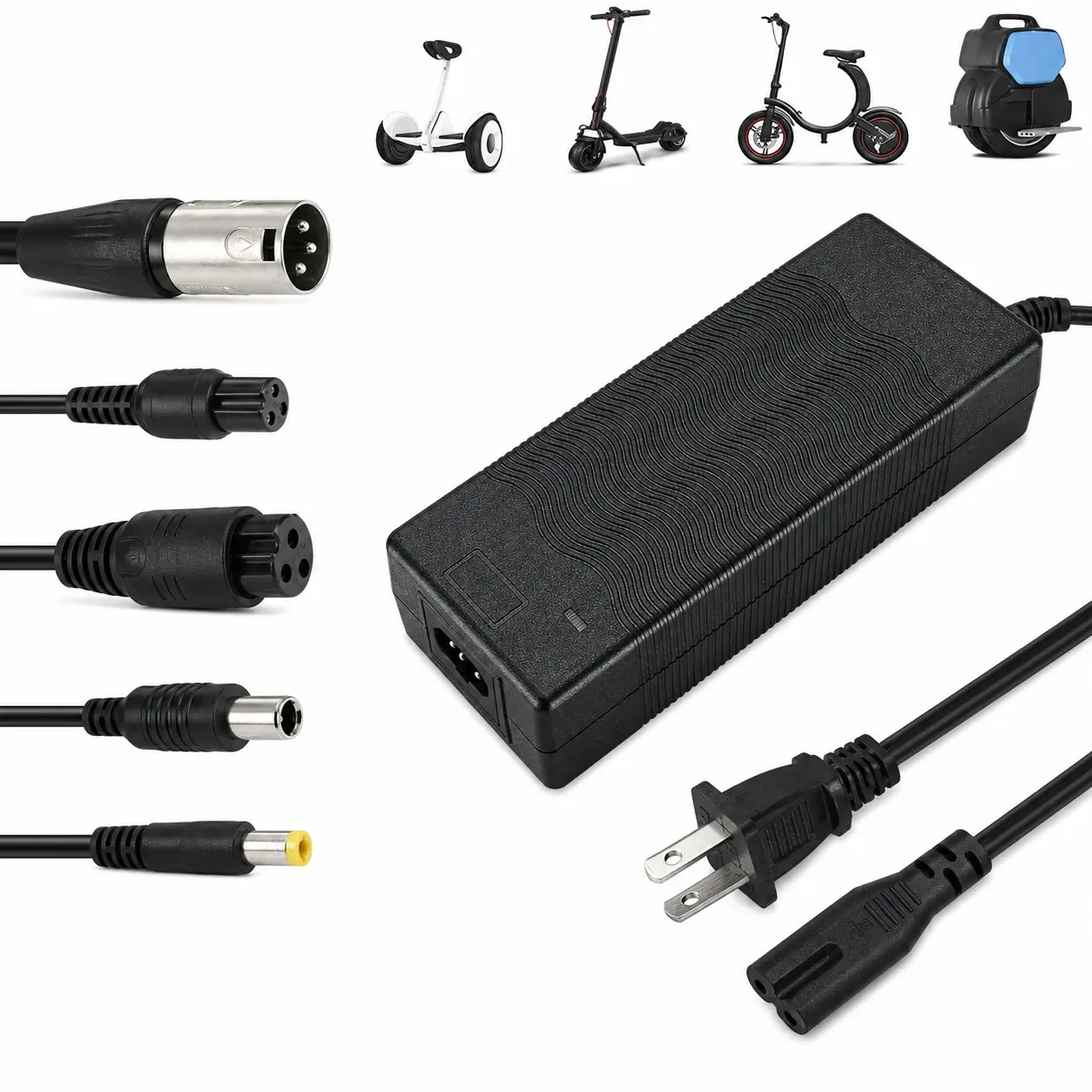 42V 2A Fast Charger suitable for Battery Model 36v Compatible with Fast Charger with XLR, RCA & DC Plugs - 6-Layer Protection, Replacement Charger for E-Bike, Hoverboard & Other Electric Vehicles