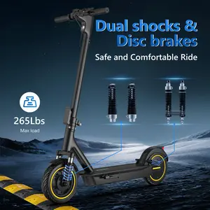 【F】AOVOPRO  ladped  Esmax High-Speed Electric Scooter 10；Solid Tires, 500W motor with front and rear dual shock absorption, range of 22-30 miles, top speed of 22 mph, dual braking system, LED lights, app control, aluminum alloy frame,