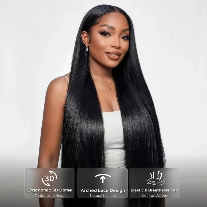 [Upgraded Skin Melted HD Lace] 250% luxury Density Megalook 13x6 Glueless Lace Frontal Wig Pre-Everything Natural Hairline HD Lace Skin Melted Silky Straight Human Hair Wigs With Drawstring#WorldCup2026#gameday outfits#SummerWins #DealsForYouDays
