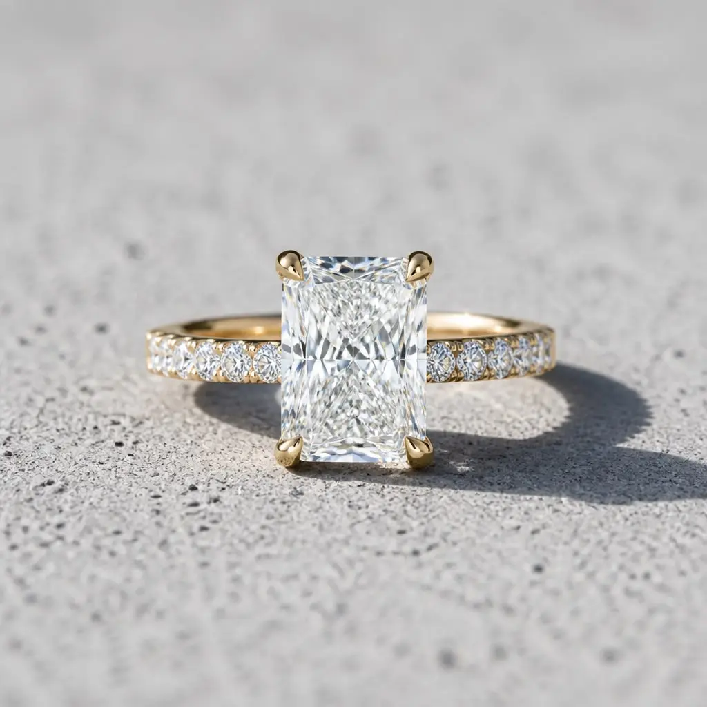 14K Gold Radiant-Cut Diamond Ring