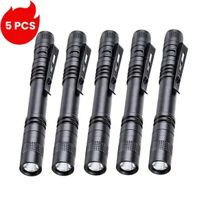 5PCS Mini pen-shaped powerful flashlight with 3W brightness, pen lamp, pen clip, hand-held style
