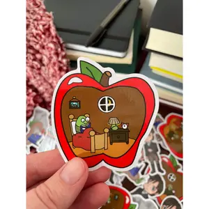 Apple Bookworm Sticker
