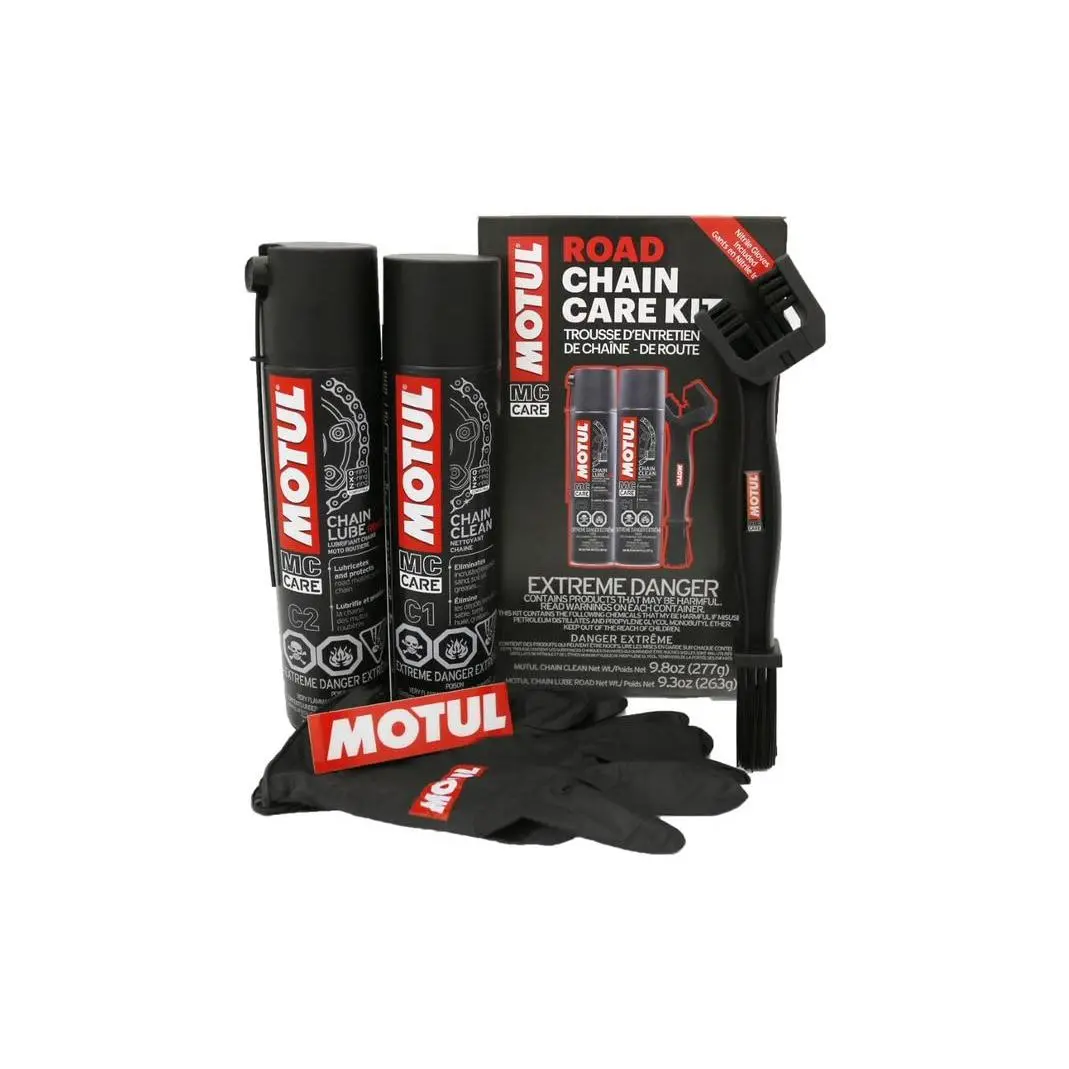 Motul Motorcycle Chain Clean Lube Kit C1 C2 Complete MC Care System Road Street Chain Care Kit for Motorcycle