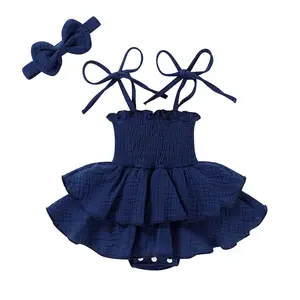 SummerVibes Baby Girl Clothes Infant Summer Romper Dress Sleeveless Bodysuit Jumpsuit with Headband Toddler Outfits