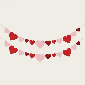 Red & Pink Heart Garland Banner, Set of 4 Strands - Instant Romantic Vibe for Valentine’s Day, Weddings & Bedroom Decor!