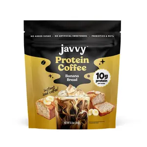 Javvy Banana Bread Protein Iced Coffee - Premium Whey Protein & Instant Iced Coffees - 100% Natural Cold Brew - Zero Artificial Flavors & Sweeteners, 80 mg Caffeine, No Added Sugar, 20 Servings