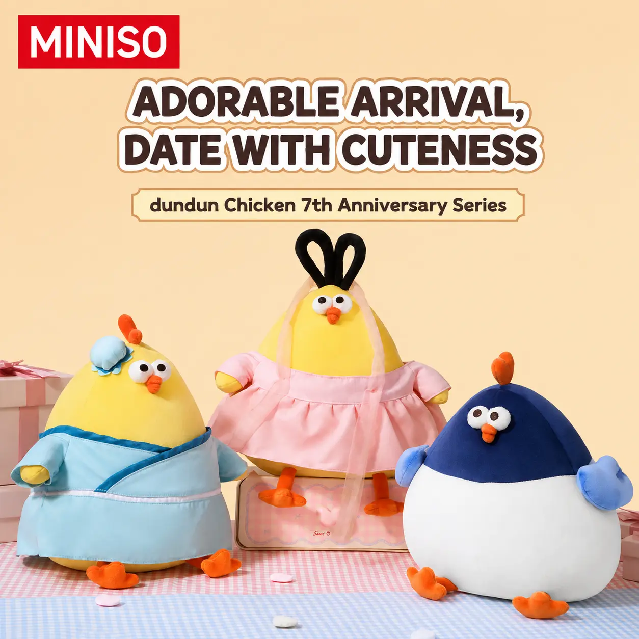 MINISO DunDun Chicken Qixi Festival Series -  DunDun Plush Doll, Romantic Couple Stuffed Toy, Valentine Gift For Lovers, Back To School