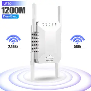 WiFi Extender, AC1200 Dual Band (5GHz/2.4GHz) Signal Booster, Covers 10,000 sq. ft & 50+ Devices, Repeater with Ethernet Port for Home, Gifts