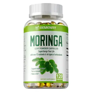 Xemenry - Moringa Oleifera - Energy & Immune Support - 92 Nutrients 46 Antioxidants - Vegetarian Capsules Suitable for Vegans