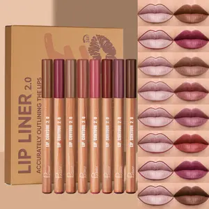 8-piece Lip Liner Pencil Set, Contour Lipstick Makeup, Nude Lipstick and Lip Pencil