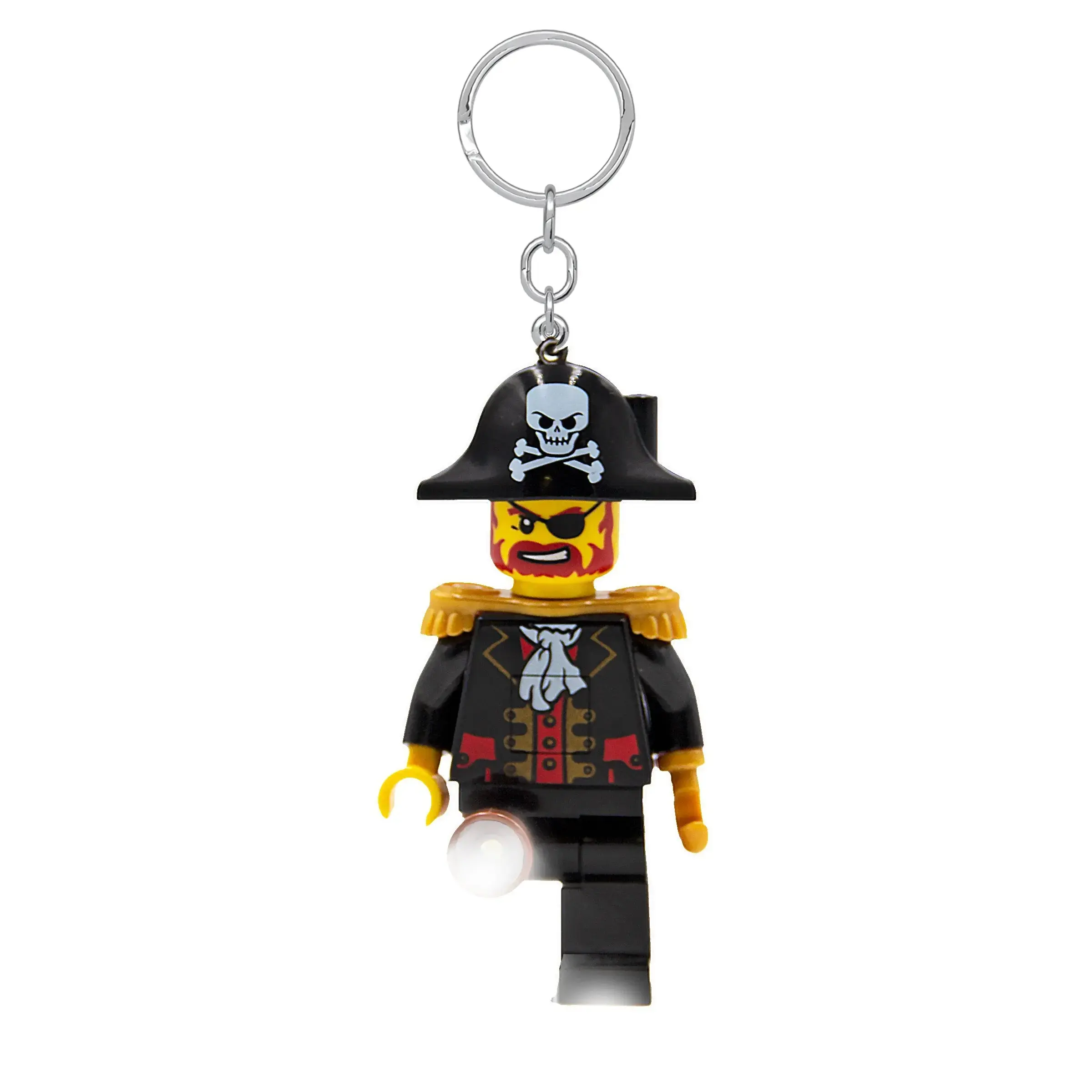 LEGO Keychain Light Captain Brickbeard (KE23H) Officially Licensed with LED Feet Lights Posable Arms Legs Head On/Off Switch in Chest