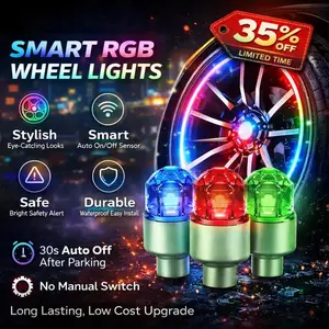 Waterproof LED Tire Valve Caps, Hot Vibration Activated Luminous Wheel Lights, Universal Glowing Rim Decor Accessories, bright sensor lighting & sealed waterproof structure, fit car motorcycle and bicycle tire decorative use