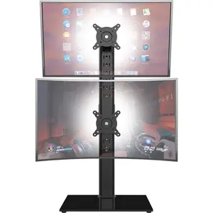 Dual  Stand - Vertical Stack Screen Free-Standing  Riser Fits Two 13 to 34 Inch Screen with Swivel, Tilt, Height Adjustable, Holds  (1) Screen Up to 44Lbs