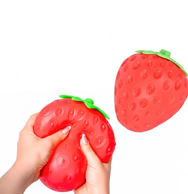 Jumbo Strawberry Squishy Stress Ball (5 in), Non-Toxic Durable Squishies Toys, Fidgets for Kids 3+ & Adults, Stress Relief Sensory Play Item, Ideal Halloween & Christmas Gifts