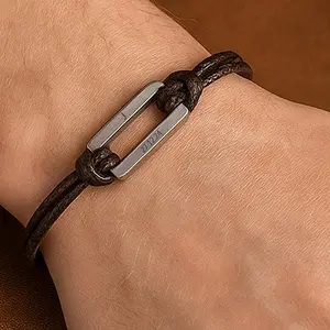 1pc Customizable Couple Bracelet, Adjustable Slide Knot Faux Leather Bracelets for Men Women, Handmade PU Braided Wristbands (Pink, Black, Brown), Trendy Fall Winter 2025 Additions, Best Friend Couples Jewelry Gift for Christmas Valentine'S Day