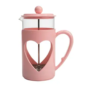 Paris Hilton Pink Heart Coffee Press, Temperature Safe Glass, Stainless Steel Filter Pots Stylish