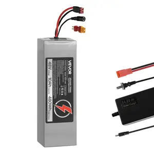 VEVOR 48V Electric Scooter Battery, 10Ah, Ebike Lithium Battery Pack with 30A BMS, Charger, T-Plug Expansion Cable, 500+ Cycles, Compatible with 2400W Motors, for Electric Bikes Bicycles, Scooters