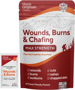 Marie Originals Wounds, Burns & Chafing Pouch 10 Packets, First Aid Anti Chafing Cream for Men and Women with Natural Botanicals for Active Lifestyles