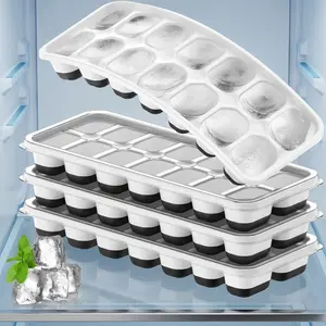 2-Pack and 14-Pack Stackable Silicone Ice Trays—Easy-Release Reusable Ice Trays, Rectangular Ice Cube Mold Set, Perfect for Cocktails, Coffee, Whiskey, and Beverages