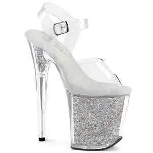 Pleaser Women's Elegant Fashion Rhinestone Heels - Clear/Silver Rhinestones Decor, High Heel Platform Sandals, Clubbing Stiletto Shoes